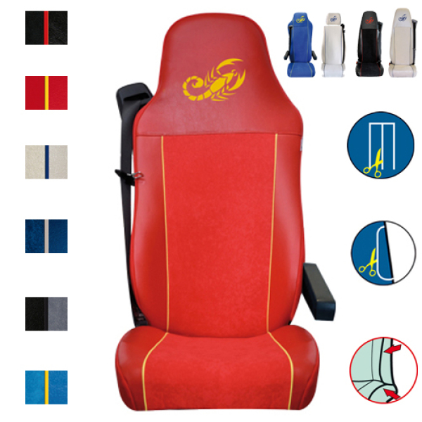 2 Stück LKW Sitzbezüge Professional in Farbe ROT mit Logo / Sonderpreis